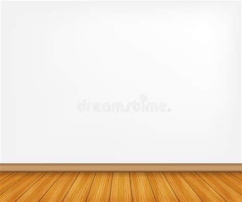 Realistic Wood Floor And White Wall Vector Stock Illustration Stock