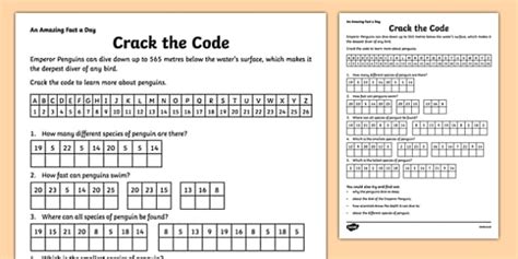 Crack The Code Penguin Worksheet Teaching Resource Twinkl