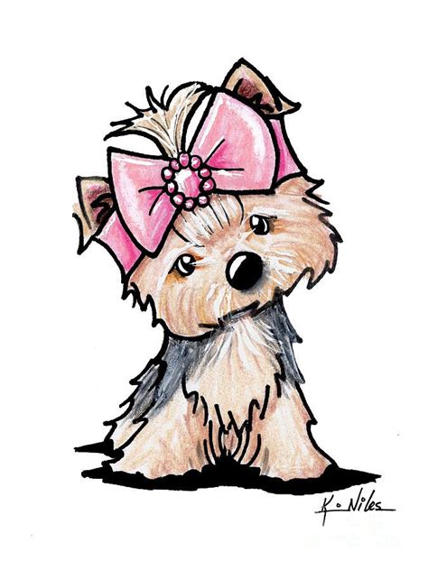 Yorkie In Bow By Kim Niles Puppy Art Dog Art Dog Drawing