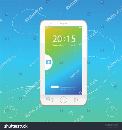 Mobile White Lock Screen Vector Illustration Stock Vector Royalty Free
