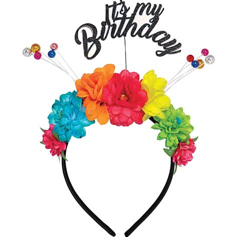 Multicolor Floral Birthday Headband Party City