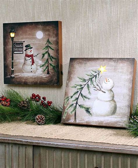 Lighted Winter Canvas Wall Art Waiting For Santa Or Wishing On A Star