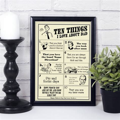 Ten Things I Love About Dad Personalised Print By Tea One Sugar