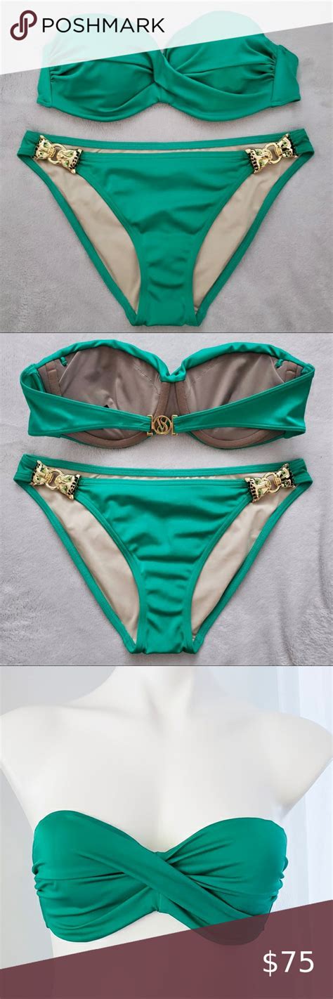Victorias Secret Emerald Green Bikini 36b S Bathing Suit Green