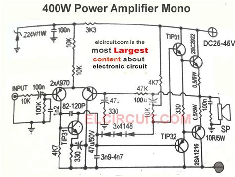 How to build a simple amplifier circuit, power 200w to 400w, transistor audio amplifier circuit diagram. 400W and 800W Power Amplifier Circuit | Audio amplifier, Hifi amplifier, Stereo amplifier