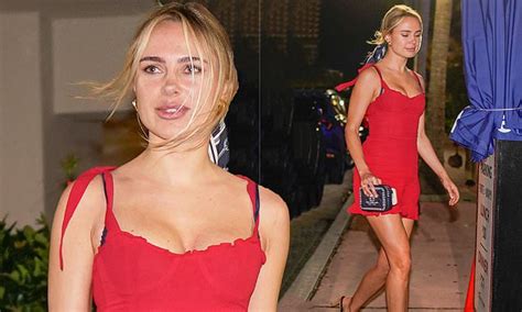 Kimberley Garner Puts On A Leggy Display In A Sexy Red Mini Dress Daily Mail Online