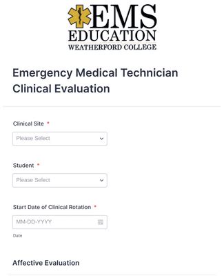 Emt Clinical Evaluation Form Template Jotform