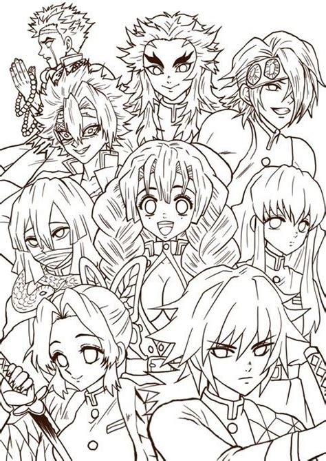 Multi Demon Slayer Coloring Pages - Demon Slayer Coloring Pages