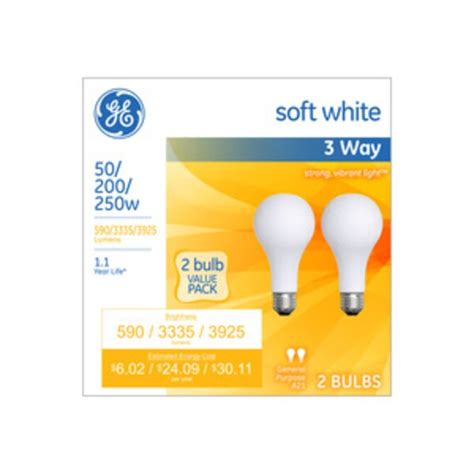 Ge Soft White 50 200 250w Incandescent 3 Way Frosted A21 Light Bulbs 2