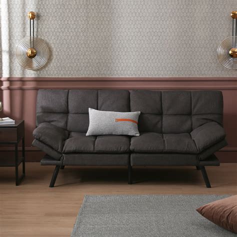 Modern Memory Foam Futon Couch Bed Convertible Sleeper Sofa Dark Grey Certipur Us Certified