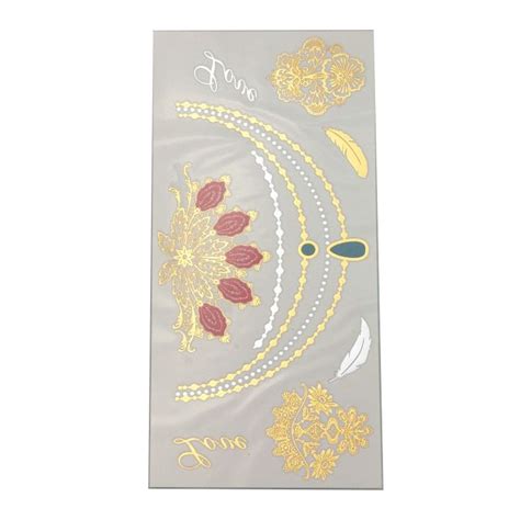 V4647 20x10cm Waterproof Gold Golden Large Tattoo Stickers Embroidery