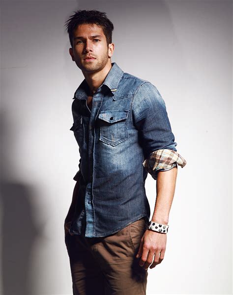 ✓ free for commercial use ✓ high quality images. File:Man wearing blue denim shirt with rolled sleeves, tan ...