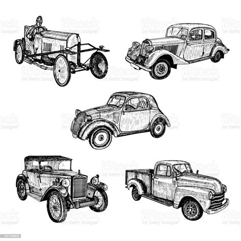 061old Cars Set 3 Stock Illustration Download Image Now Vintage Car
