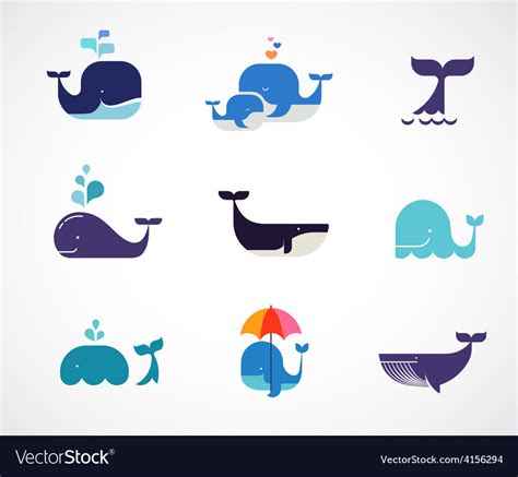 Collection Of Whale Icons Royalty Free Vector Image