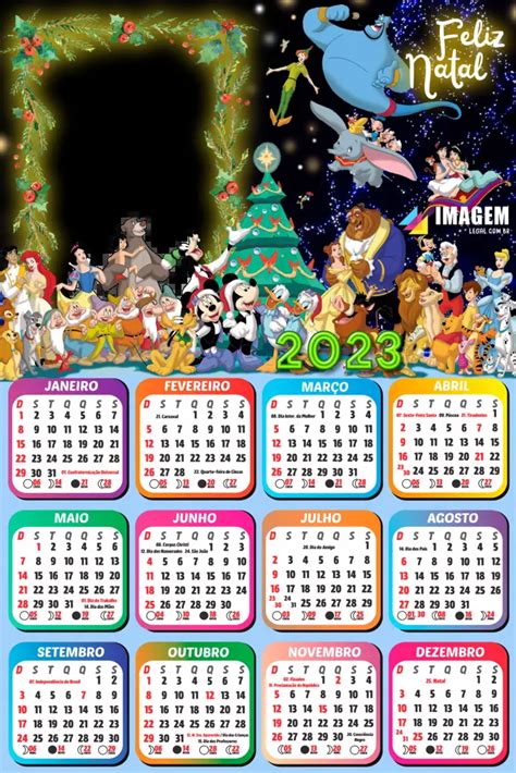 Colagem De Foto Gratuito Calendário 2023 Feliz Natal Disney Personagens