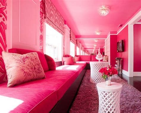 desain ruang tamu pink cantik rancangan desain rumah minimalis