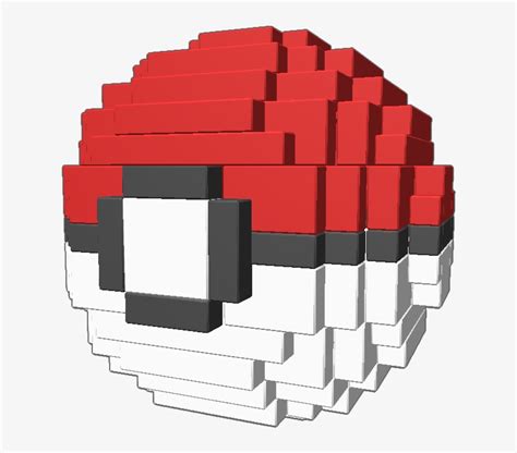 A 3d Pixel Art Pokeball From Pokemon Pokeball Pixel Art 3d PNG Image