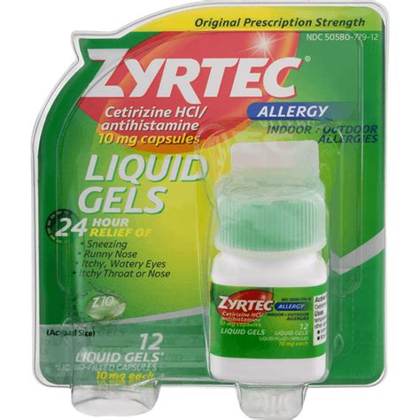 Zyrtec Allergy Original Prescription Strength 10 Mg Liquid Gels
