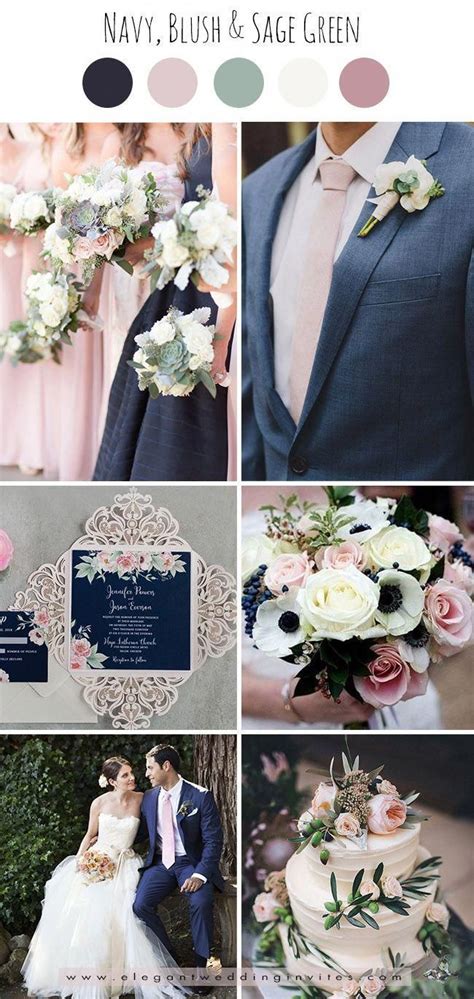 Classic Navyblush Pink And Sage Green Wedding Color Palettes Pink