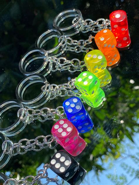 Multicolor Dice Keychains Keychain Charms Vibrant Keychain Etsy