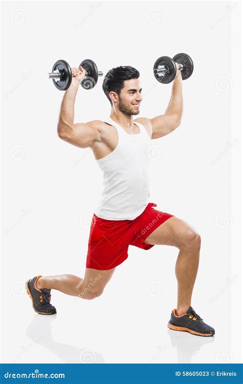 Athletic Man Lifting Weights Stock Image Image Of Strength Body