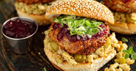Turkey Burgers With Cranberry Sauce And Stuffing Recipe
