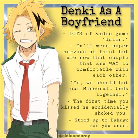 Denki Kaminari As A Boyfriend Headcanons In Anime Boyfriend