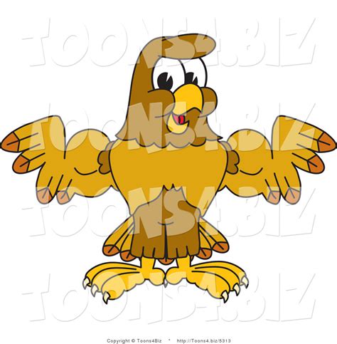 Vector Illustration Of A Cartoon Hawk Mascot Character Flexing By