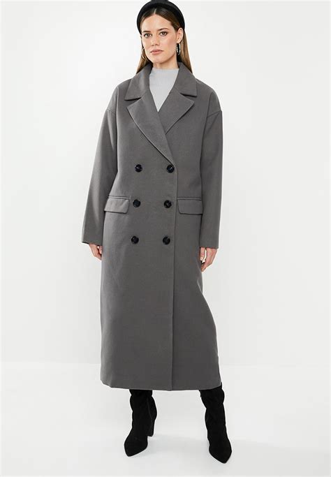Oversized Double Breasted Coat Grey Missguided Coats