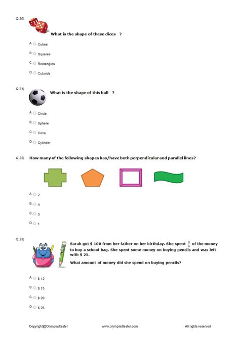 Maths Olympiad Worksheet For Class 4 Imo Olympiad Tester