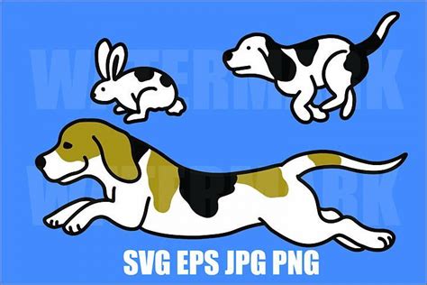 Beagle Chasing Rabbit Beagle Running Png  Svg Eps Rabbit