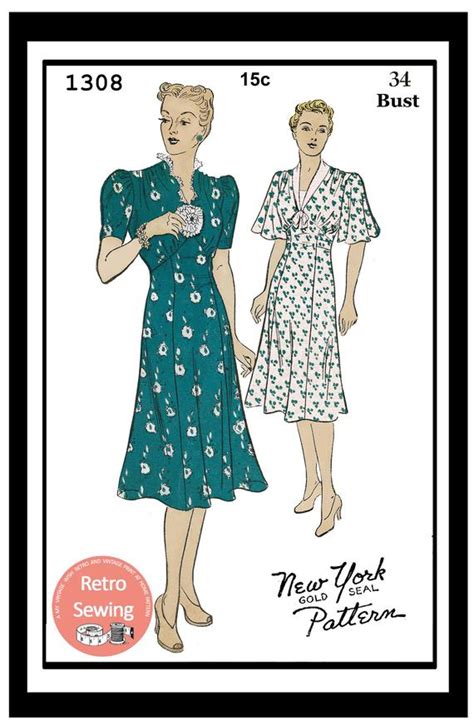 1930s Tea Dress Sewing Pattern New York 1308 Paper Etsy