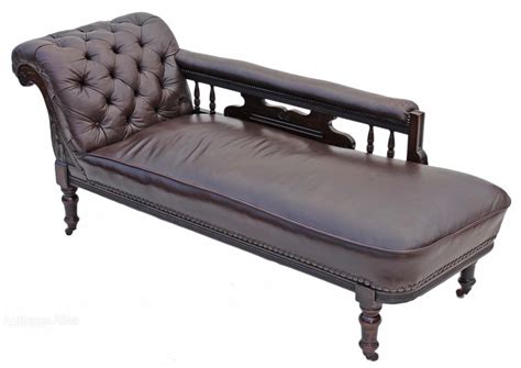 Victorian Leather Walnut Sofa Chaise Longue Settee Antiques Atlas