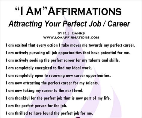 I Am Affirmations Attracting Your Perfect Jobcareer Positive Self