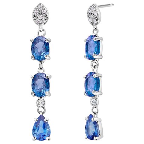 Stunning Blue Sapphire Diamond Gold Drop Earrings At Stdibs