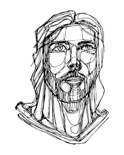 Illustration Of The Face Of Jesus Christ Looking Up Stock Illustration