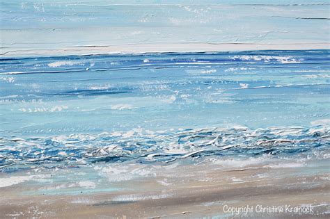 Original Art Blue Abstract Painting Large Textured Beach Coastal Decor