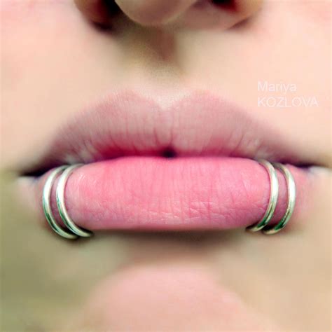 10mm 16ga Piercing Imitation Shark Bites Two Double Rings Fake Etsy