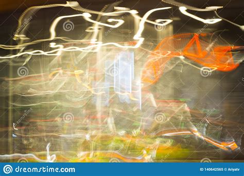 Abstract Motion Blur Car Lights On The Road Or Streets Shoot From