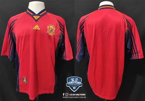 Camisas de cilindro da espanha: Camisa da Seleção da Espanha Oficial I Adidas 1998 S/Nº G ...