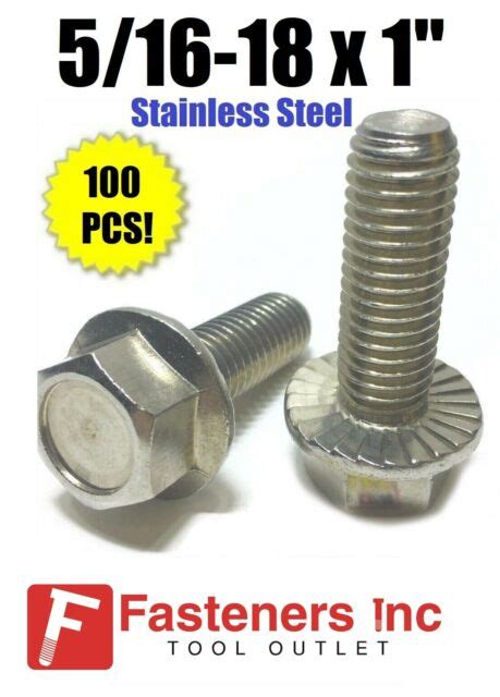 Qty 100 516 18 X 1 Stainless Steel Hex Cap Serrated Flange Bolt Ft