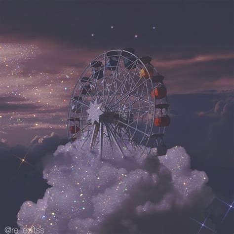 Dreamy Pastel Background With Ferris Wheel And Stars