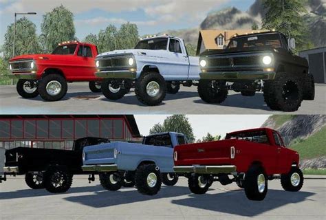 Fs19 1970 Ford F250 With Colision On Flatbed V1100 Fs 19 Cars Mod