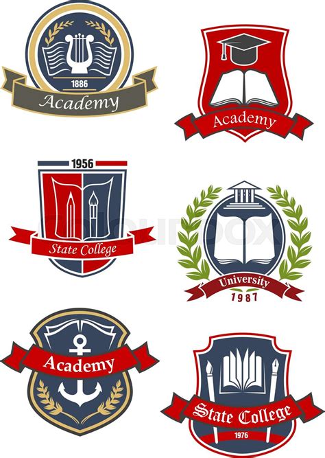 University College And Academy Emblems Stock Vector Colourbox