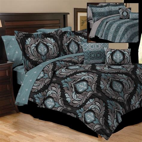 Adria Teal Reversible 10 Piece Bedding Set Free Shipping All Sizes Comforter Sets Teal