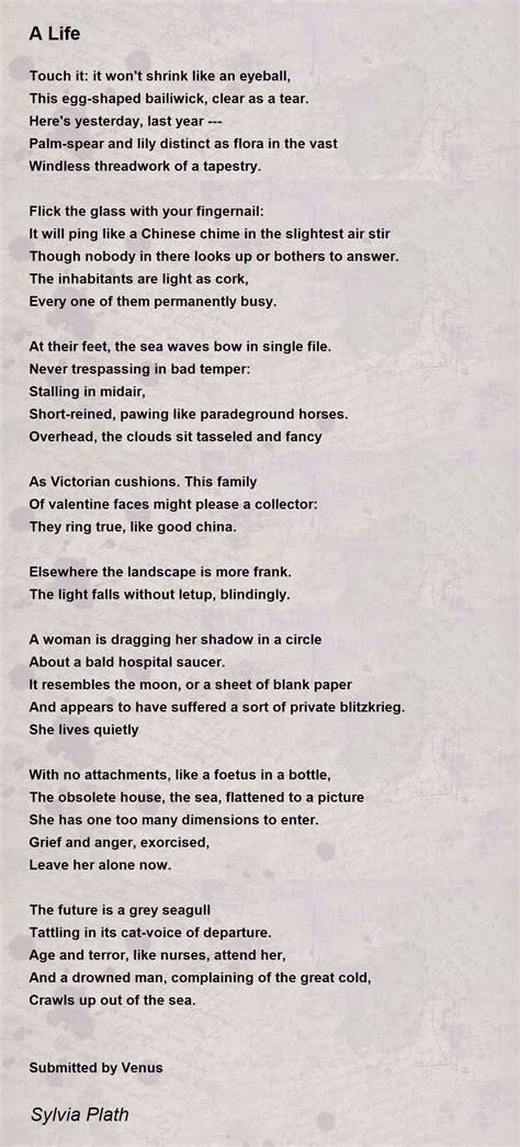 A Life A Life Poem By Sylvia Plath