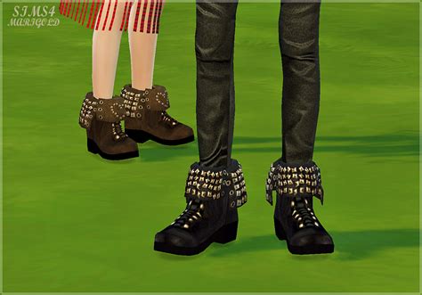 My Sims 4 Blog Studded And Lace Up Ankle Boots By Marigold