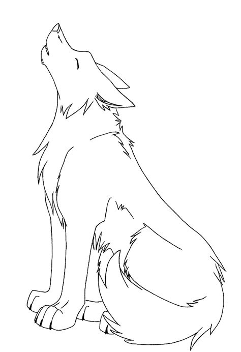 Sitting Howling Wolf Coloring Pages