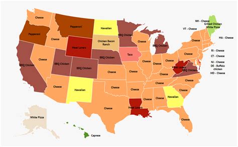 Favorite Pizza In Every State Map Shows The Most Popular Slices In The