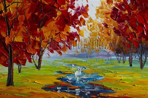 Original Autumn Landscape Painting Oil On Canvas Textured Etsy